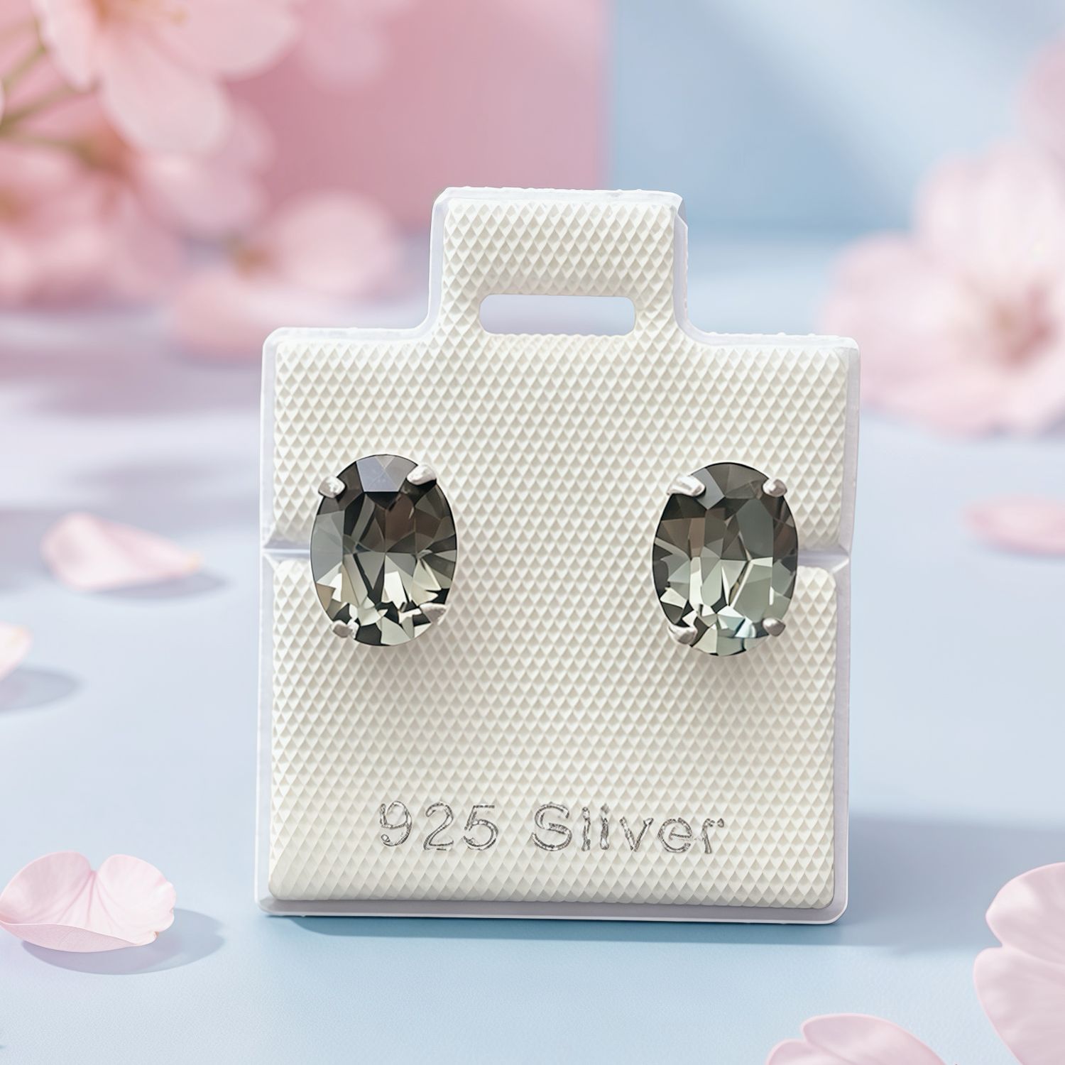Broquel Ovalado 6x8 Black Diamond 925 broche de mariposa 