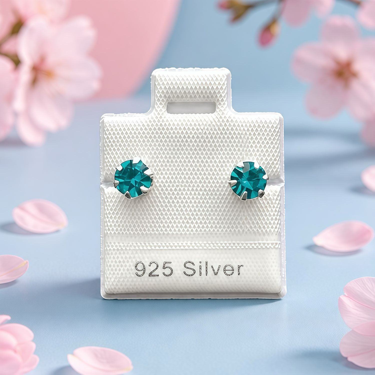 Broquel redondo 5x5mm Aqua Bohemia Plata 925, broche de mariposa