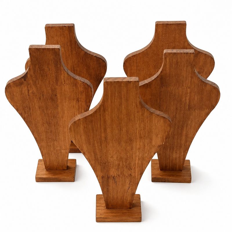 Set 5 piezas Exhibidores de joyería en madera  