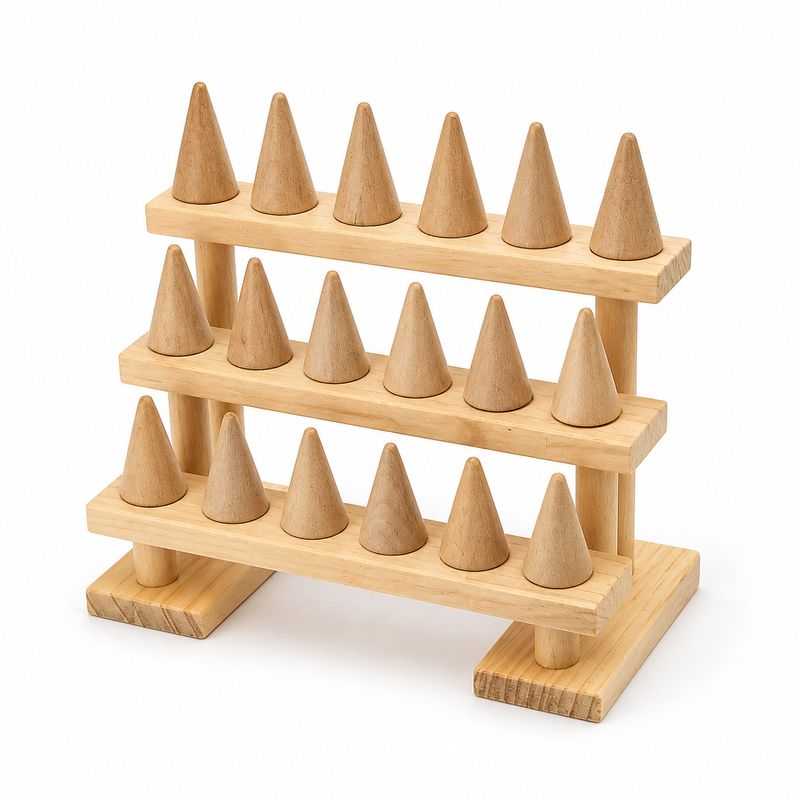 Exhibidor para anillos en madera, caben 18 anillos