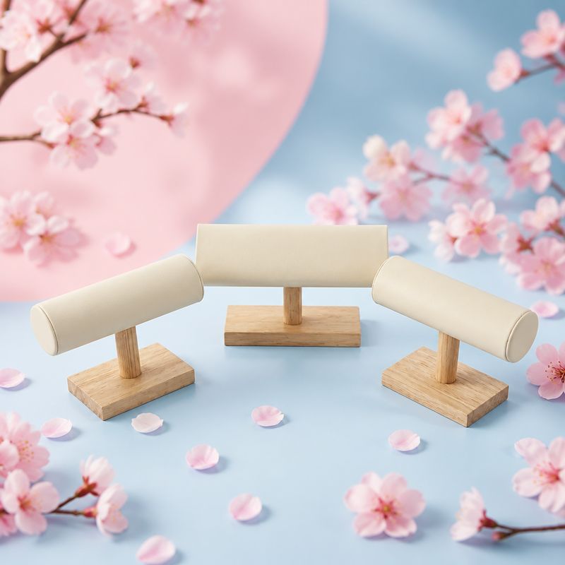 Set exhibidor de pulseras tres piezas en madera