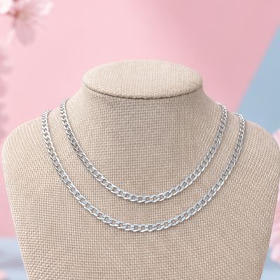 Cadena Cubana Basica 5MM 22"  de Largo Plata 925 Italiana