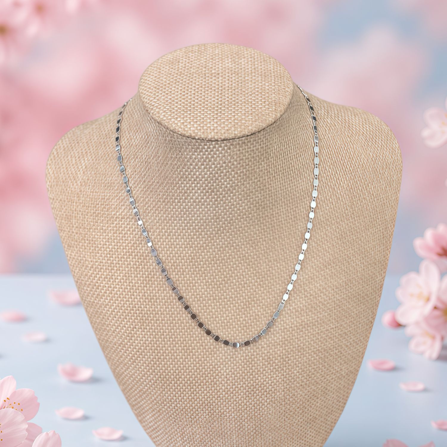 Cadena Estilo Valentino Espejo 2.8mm 16” de largo plata 925 Italiana