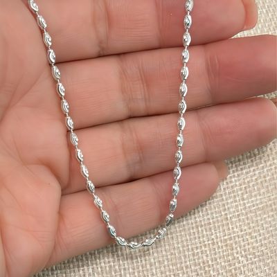 Cadena Ultra Diamantada Semilla 2mm 22" de largo PLATA .925 italiana