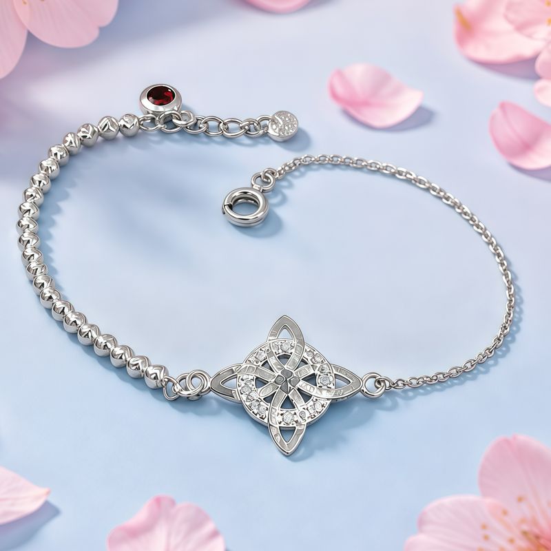 Pulsera Nudo de bruja mide 7.5" de largo, en Plata 925 Mexicana