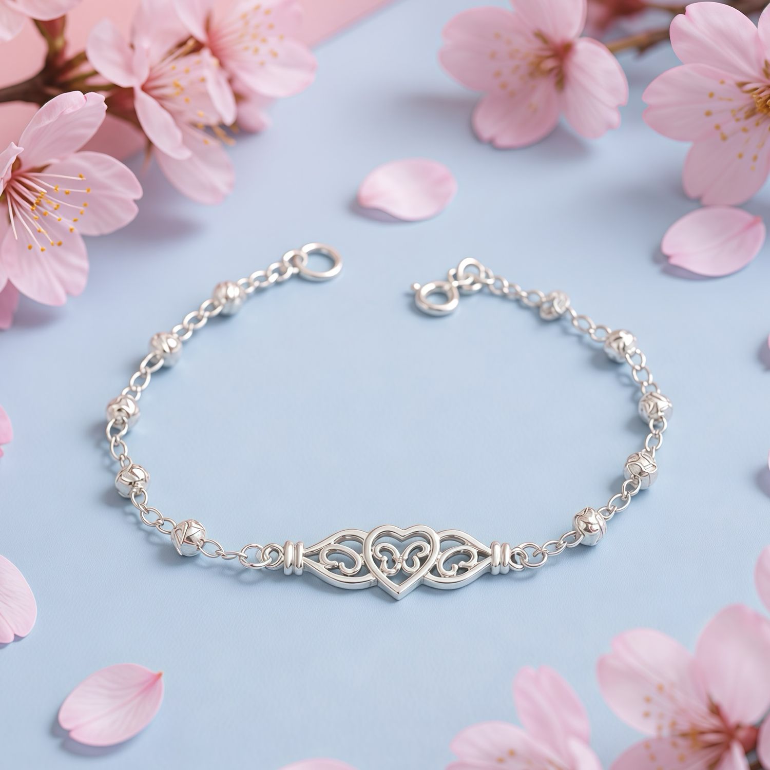 Pulsera Corazon-Mariposa   mide 7" de largo, en Plata 925 Mexicana