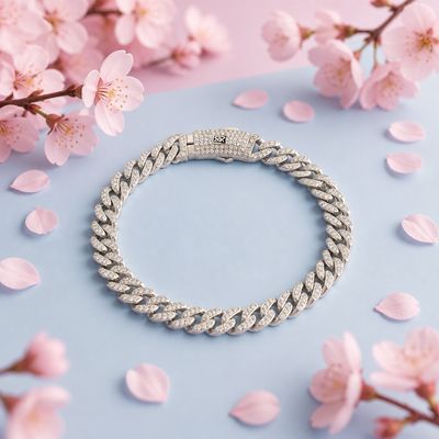Pulsera estilo Monaco Micropave Plata 925 italiana