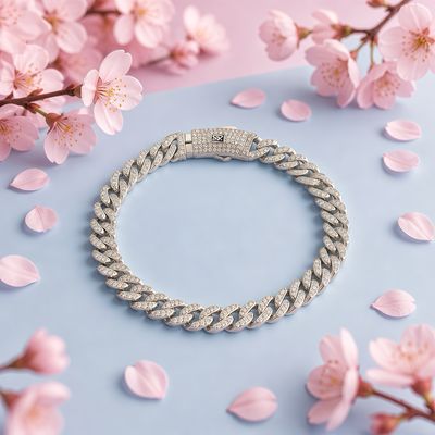 Pulsera estilo Monaco Micropave Plata 925 italiana