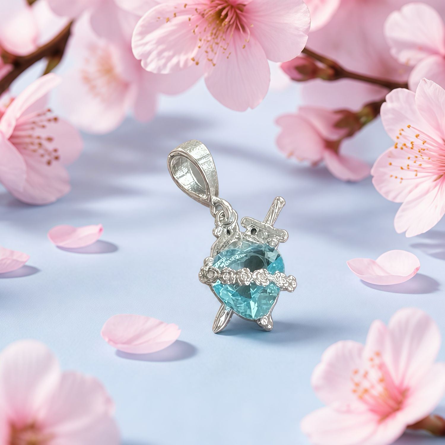 Dije Inmaculado Corazon de Maria, Aqua Plata 925 Mex.