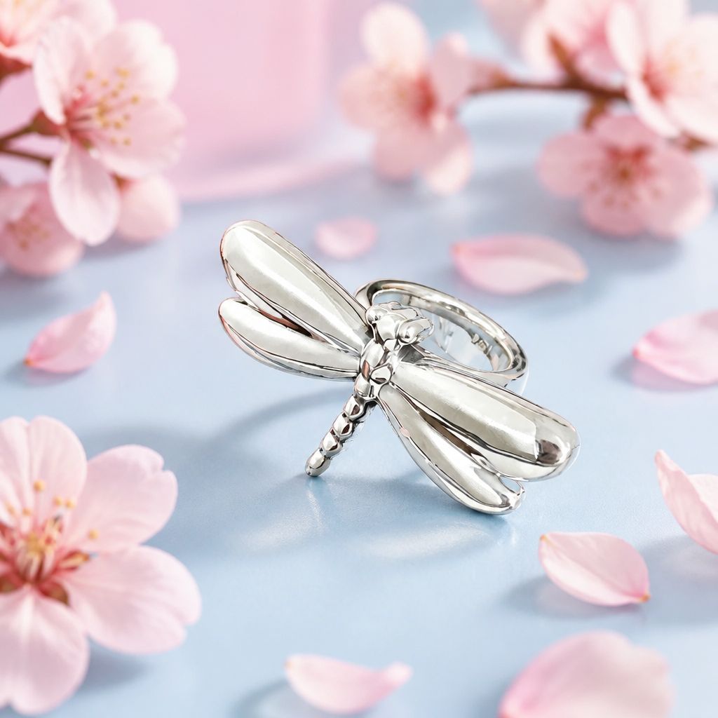 Anillo Libelula 3D Eletroformado # 8 Plata 925 MX