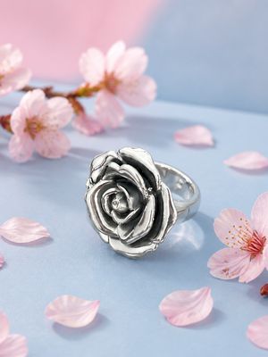 Anillo Roseta 3D Eletroformado Talla #8 Plata 925 MX