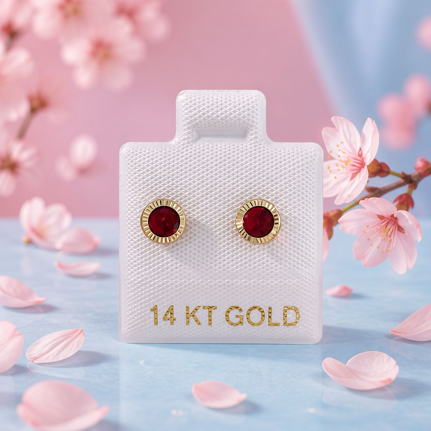 Broquel Bisel Diamantado 5.5mm Rojo oro 14K MX