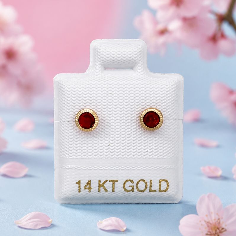 Broquel Bisel Diamantado 4.5mm Rojo oro 14K MX