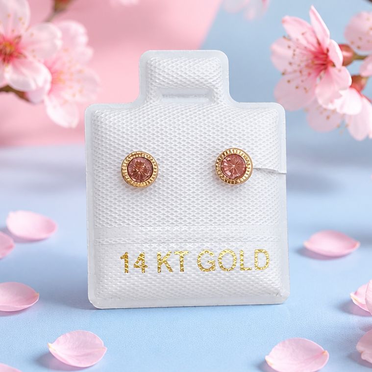 Broquel Bisel Diamantado 4.5mm Rosa oro 14K MX