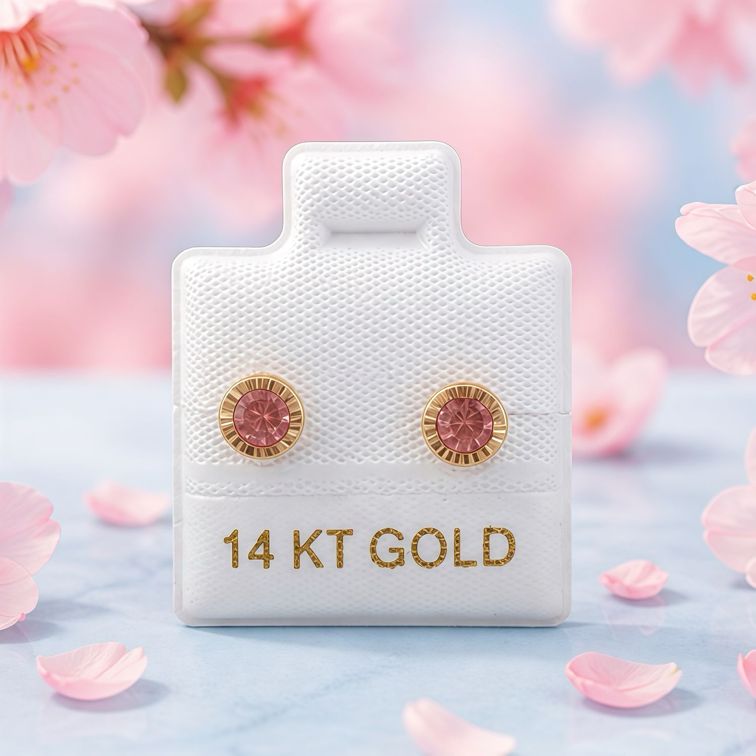 Broquel Bisel Diamantado 5.5mm Rosa oro 14K MX