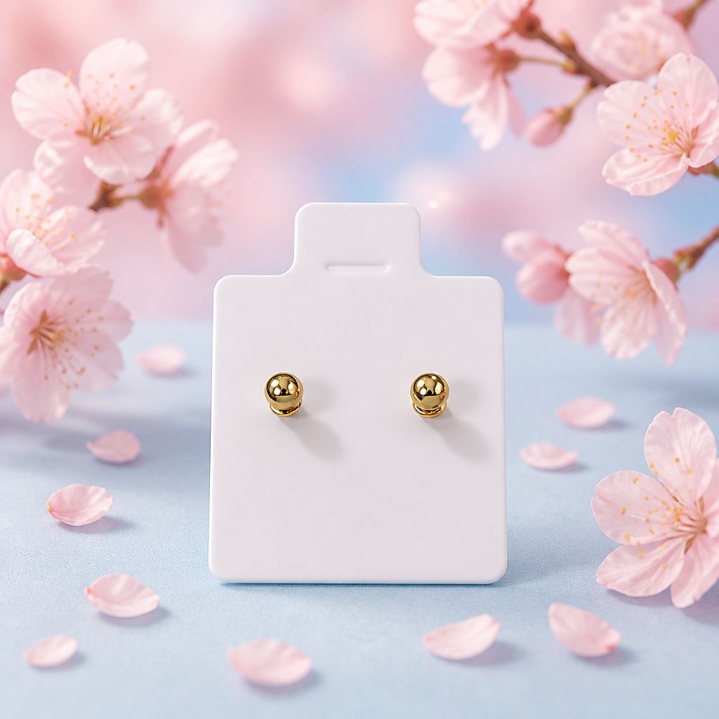 Broquel Bisel Diamantado 6.5mm Rosa  oro 14K MX