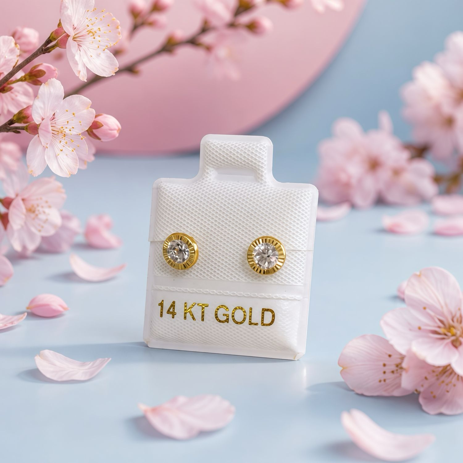 Broquel Bisel Diamantado 5.5mm Blanco  oro 14K MX