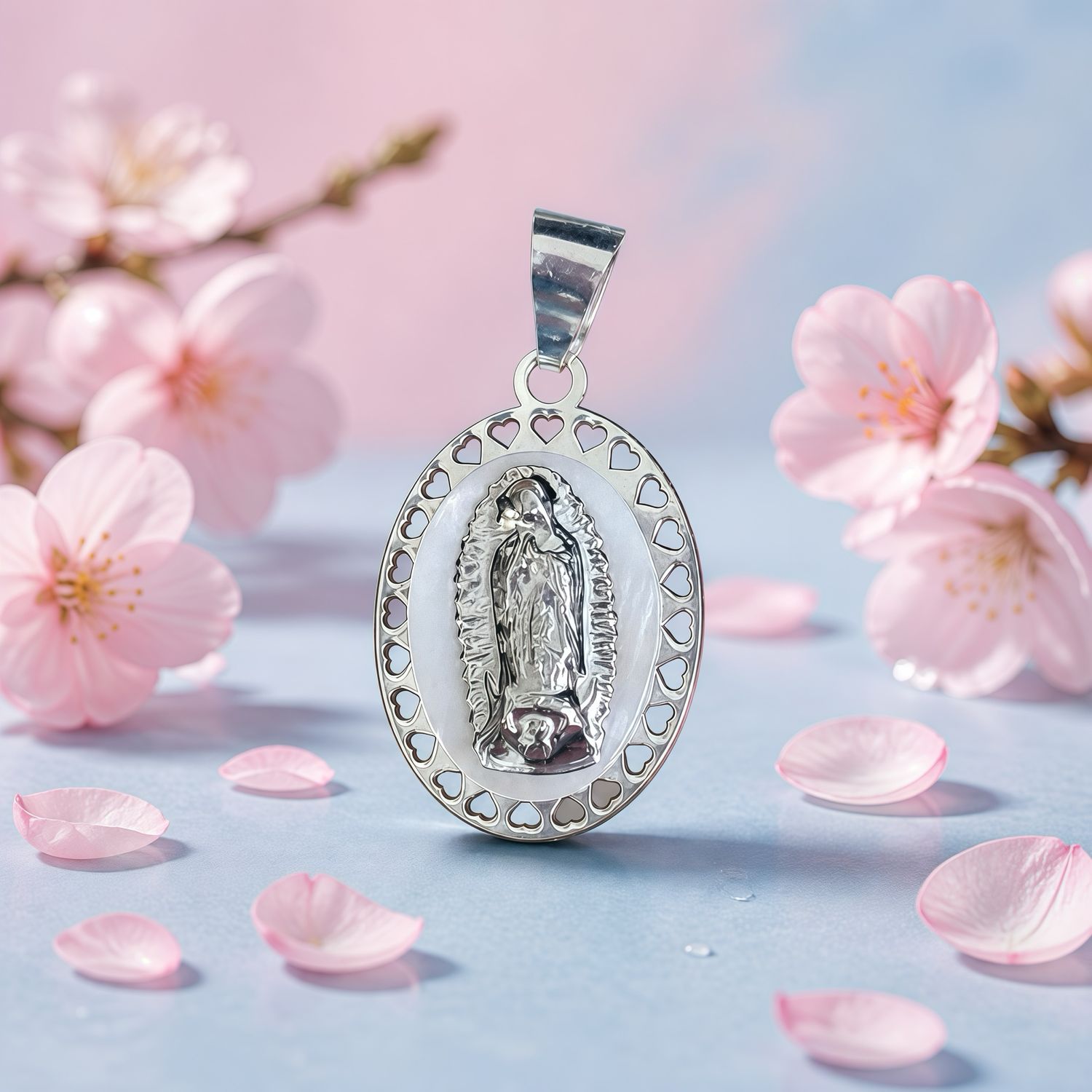 Medalla Onix  Virgen Guadalupe   Plata 925 MX
