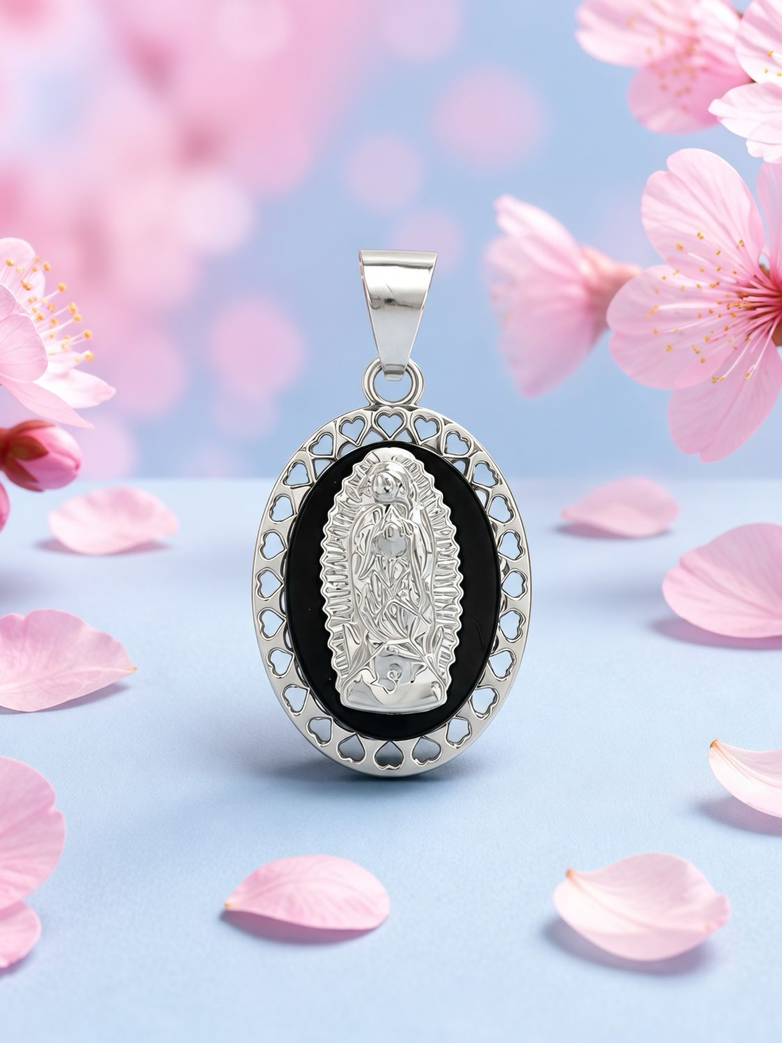 Medalla Onix Virgen de Guadalupe Plata 925 MX