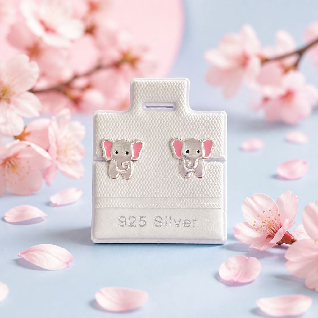 Broquel Elefantito  Esmaltado  Broche de Mariposa Plata 925
