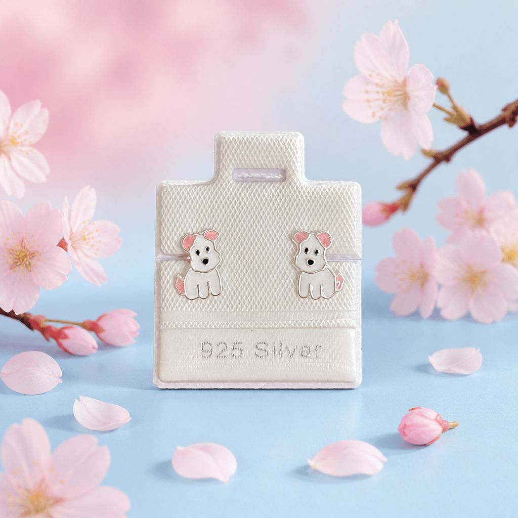 Broquel Perrito Esmaltado  Broche de Mariposa Plata 925