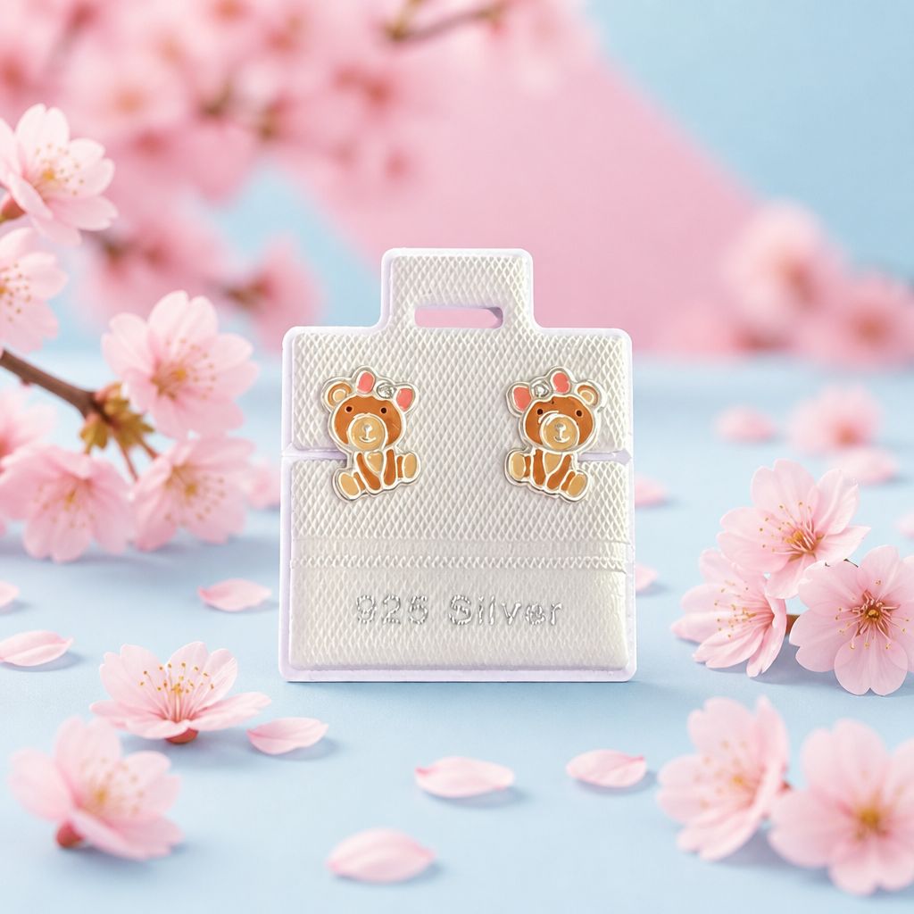 Broquel Osita  Esmaltada Broche de Mariposa Plata 925