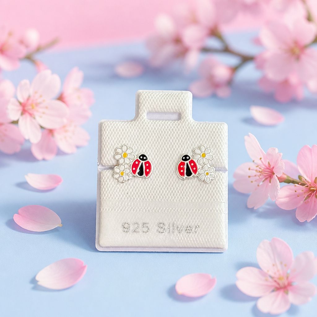 Broquel LadyBug Esmaltado  Broche de Mariposa Plata 925