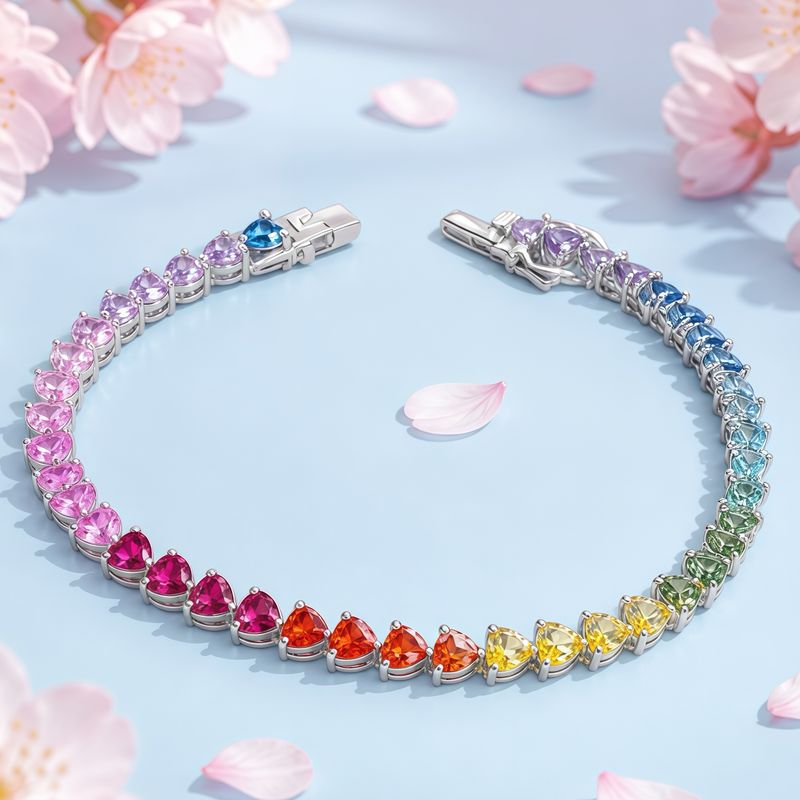 Pulsera Estilo Tnns Corazones multicolores Plata 925