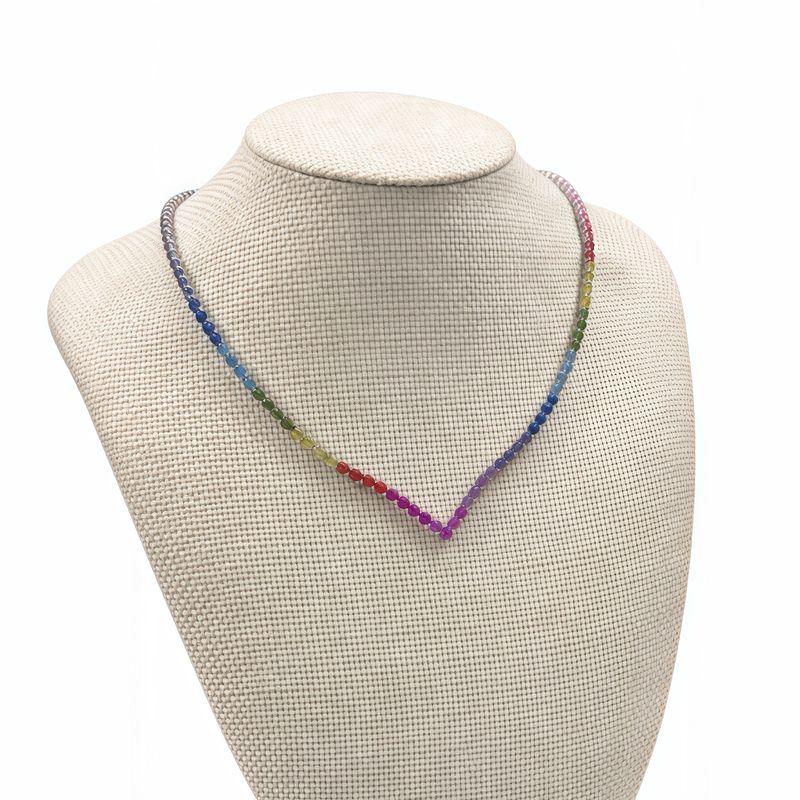Gargantilla estilo TNNS Corazones multicolor acetrina 18"Plata 925