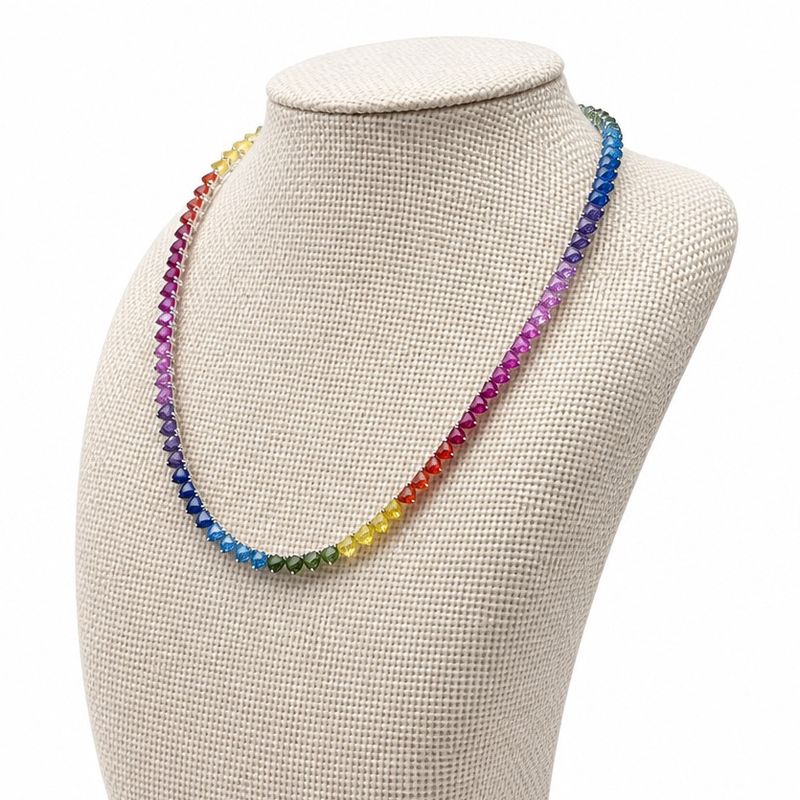 Gargantilla estilo TNNS Corazones multicolor acetrina plata 925