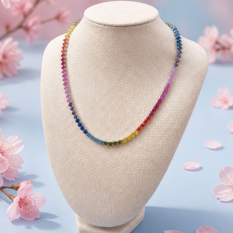 Gargantilla estilo TNNS Corazones multicolor acetrina plata 925