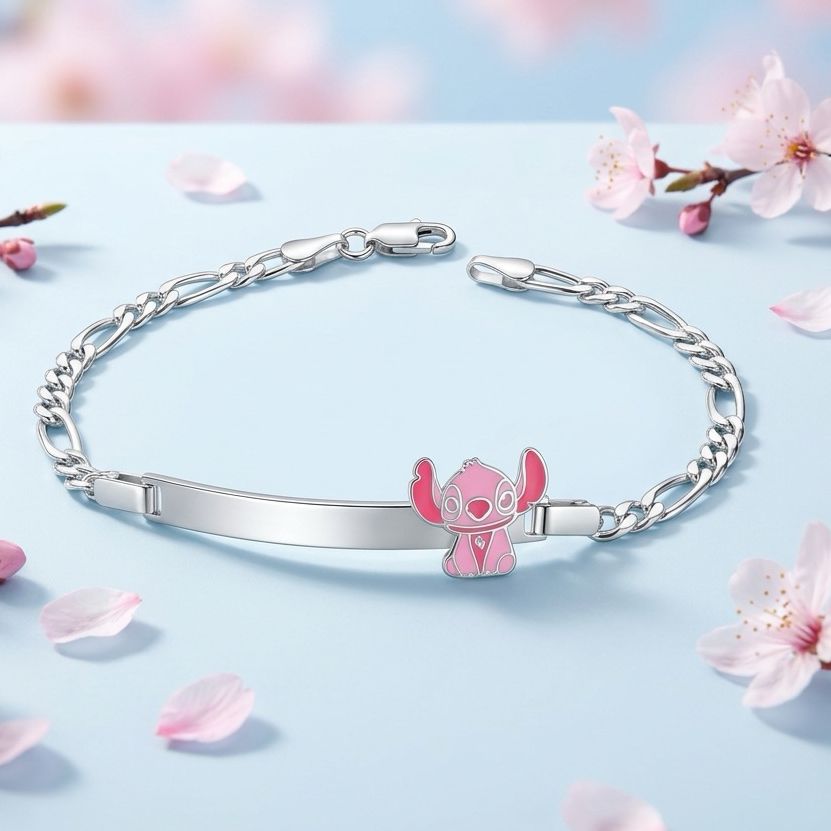 Pulsera Figaro con Plaquita y Animalito mide 6' PLata 925 MX