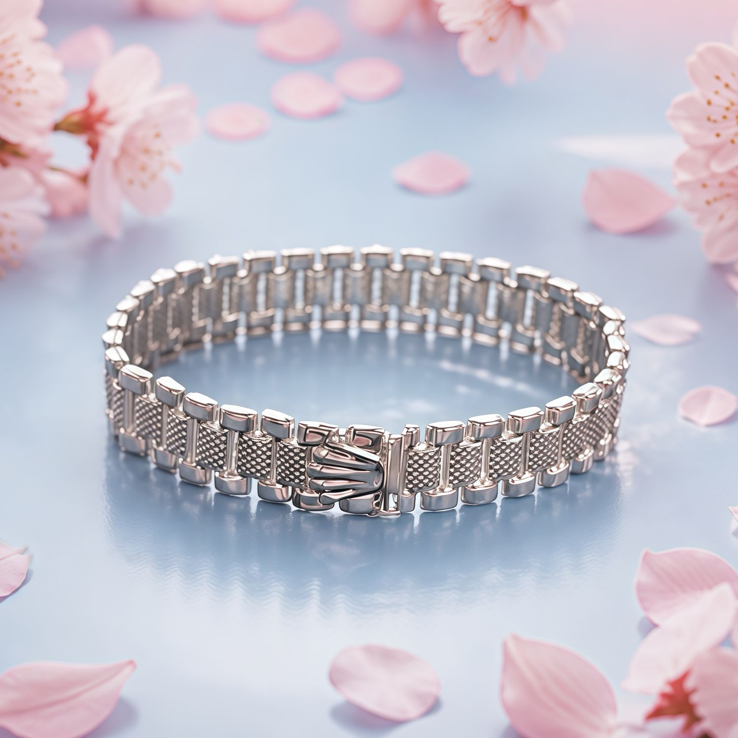 Pulsera Estyilo RLX 9.7mm de ancho 8" de largo Plata 925 Mexicana
