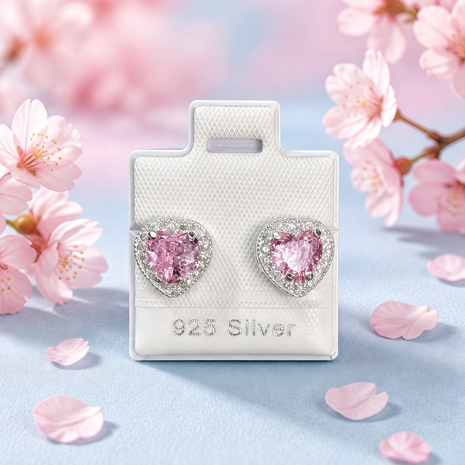 Arete Corazon PND Rosa Plata 925 Mexicana