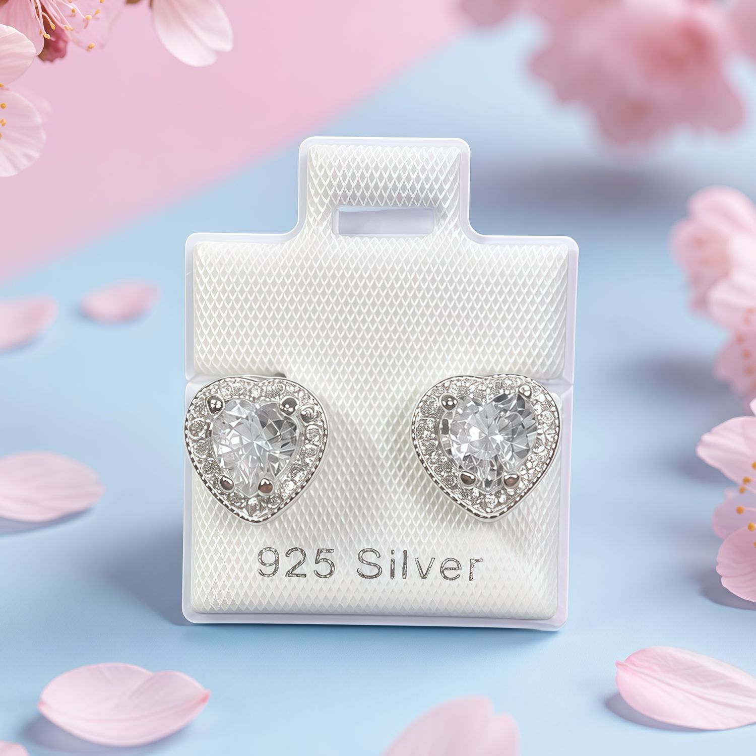 Arete Corazon PND Blancos Plata 925 Mexicana