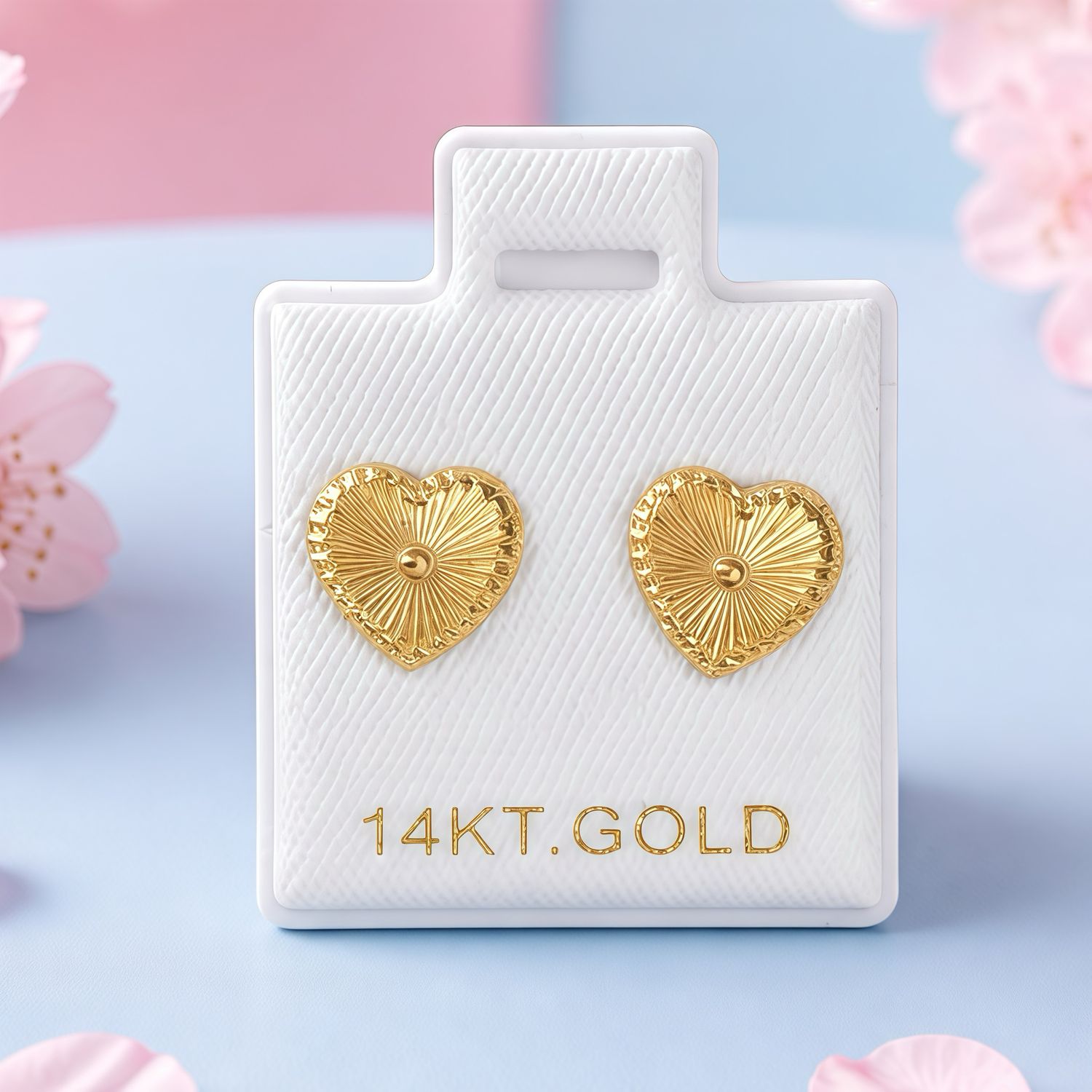 Broquel Corazon Boleado  Oro 14k Mexicano