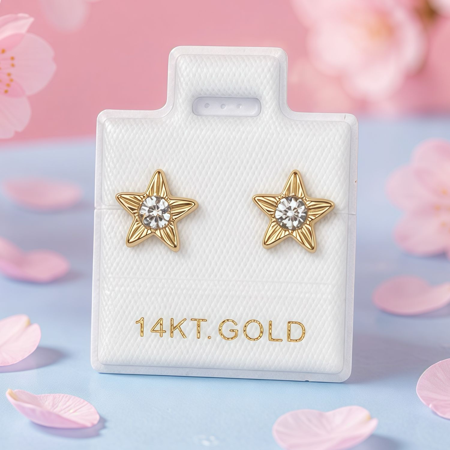 Broquel Estrella Diamantada PP  Oro 14k Mexicano