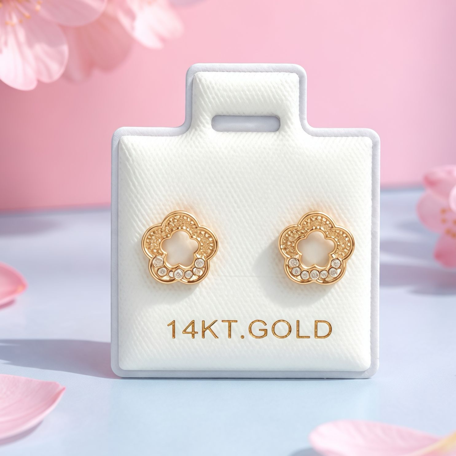 Broquel Flor PP Oro 14k Mexicano