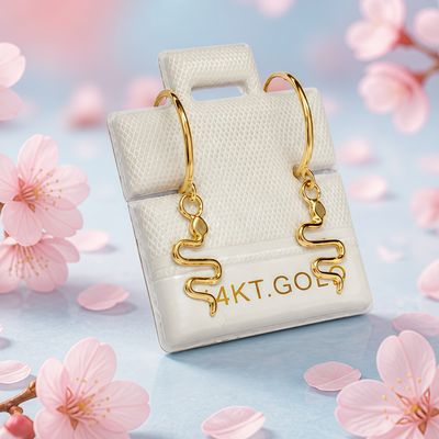 Arracada Mini Serpiente mide 10mm y con la serpiente 23mm Oro 14k Mexicano