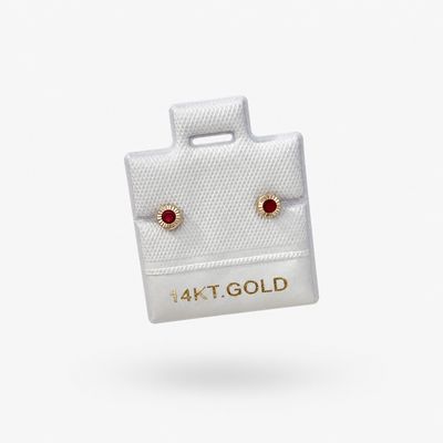 Broquel Bisel Diamantado 3mm Rojo, oro 14K mexicano