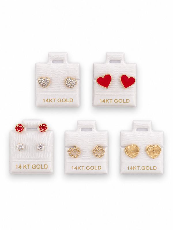 Paquete 5 pares Broquel Oro 14k 