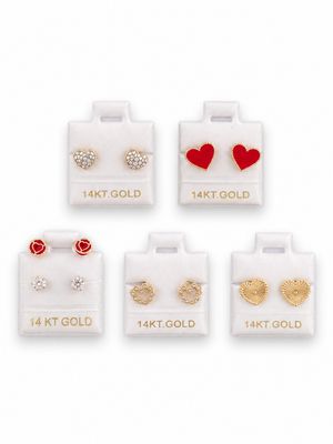 Paquete 5 pares Broquel Oro 14k 