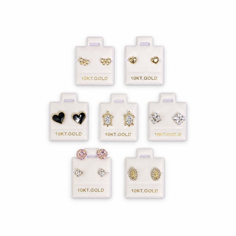 Paquete broquel 7 pares en oro 14k