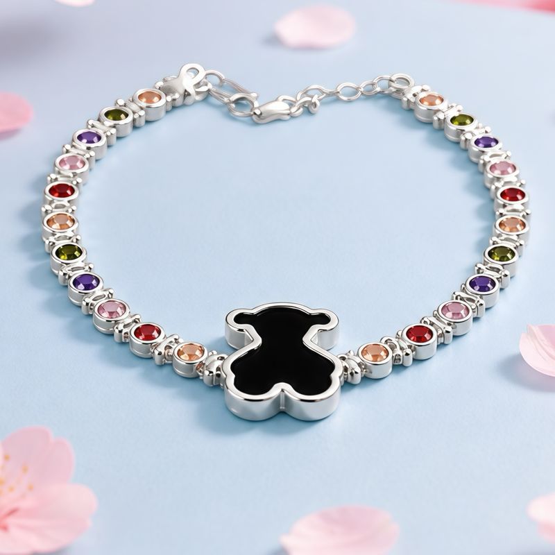 Pulsera Osito Negro ZC Multicolor Plata 925 Mexicana