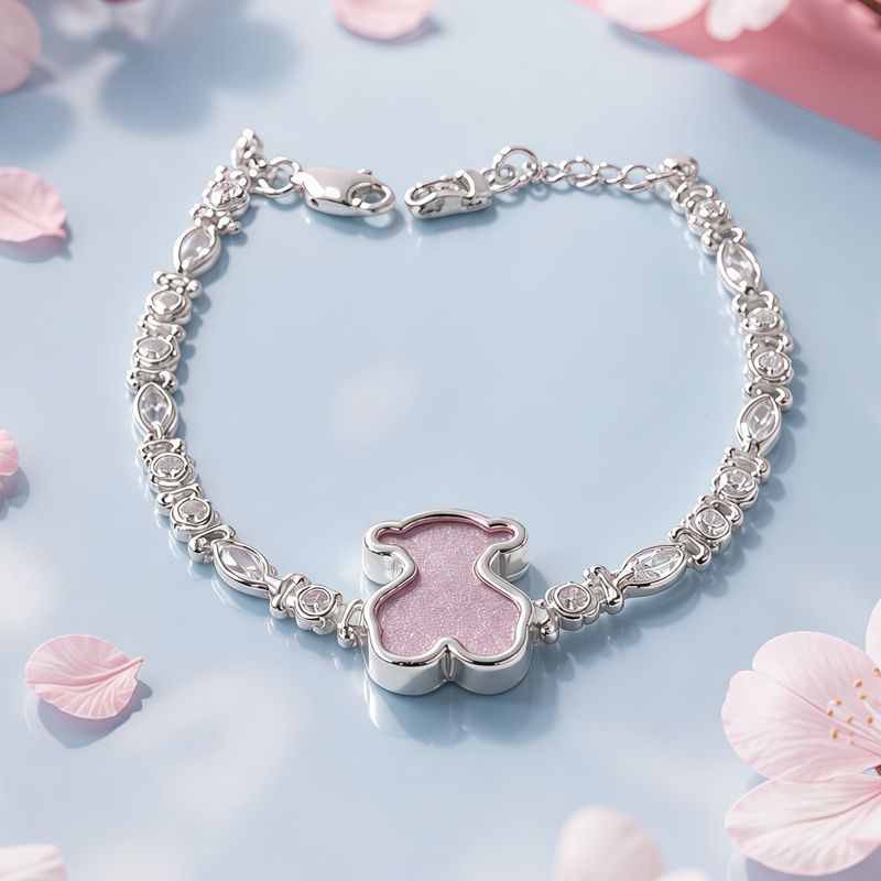Pulsera Osito rosa ZC's Plata 925 Mexicana