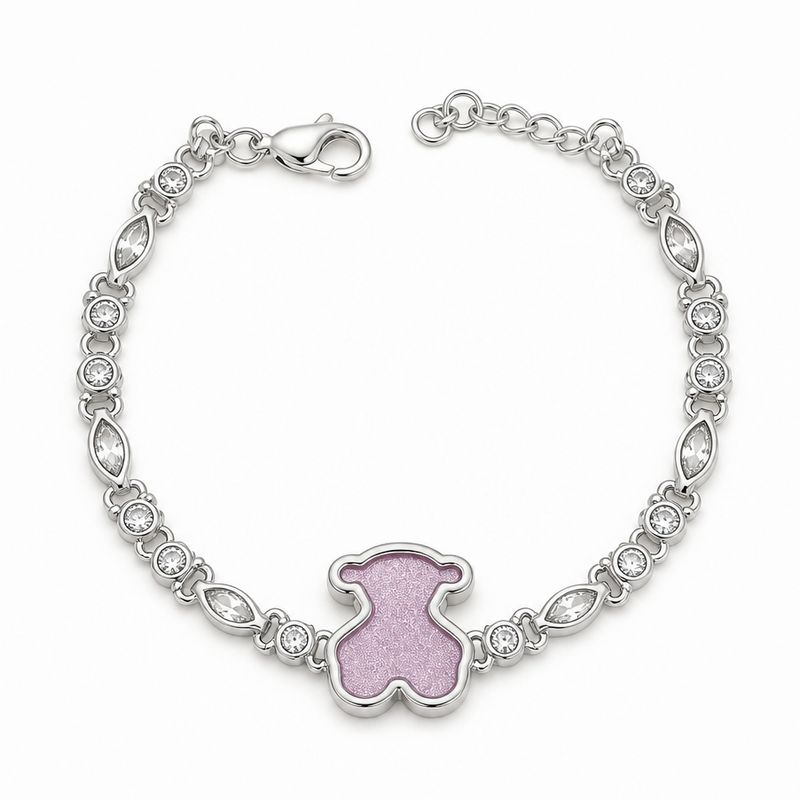 Pulsera Osito rosa ZC's Plata 925 Mexicana