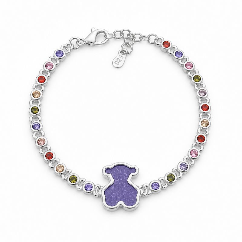 Pulsera Osito Morado ZC's Multi Plata 925 Mexicana