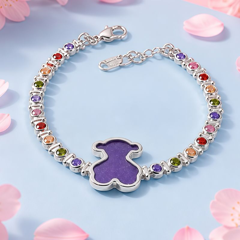 Pulsera Osito Morado ZC's Multi Plata 925 Mexicana