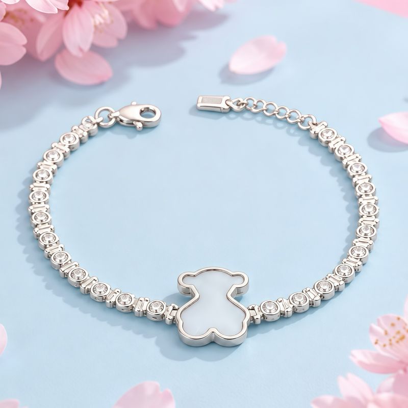 Pulsera Osito Blanco ZC's Blancas  Plata 925 Mexicana