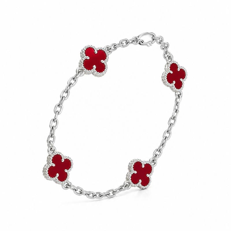 Pulsera Trébol Fucsia Plata 925 MX